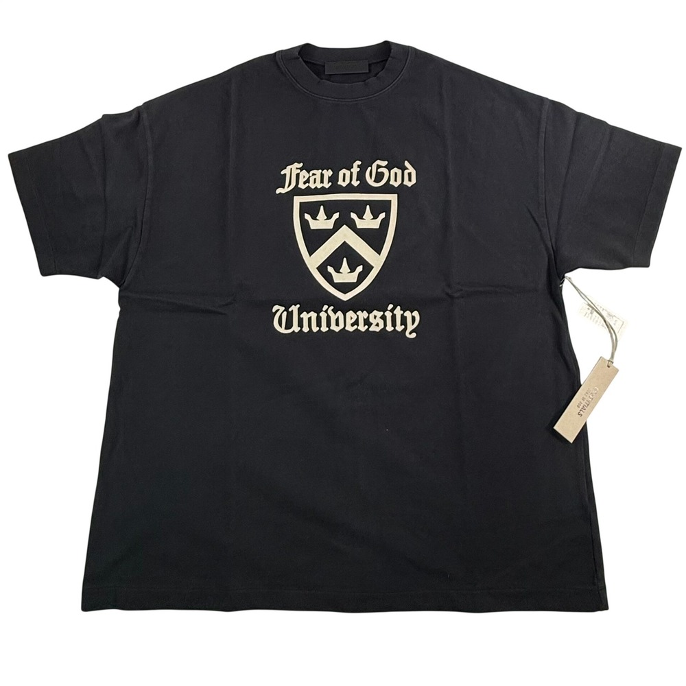 Fear of God Essentials University Graphic T-Shirt Black Oversized Mens Size S